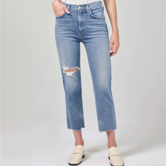 CITIZENS OF HUMANITY Daphne Distressed Stovepipe Crop Jeans - Picture 3 of 15
